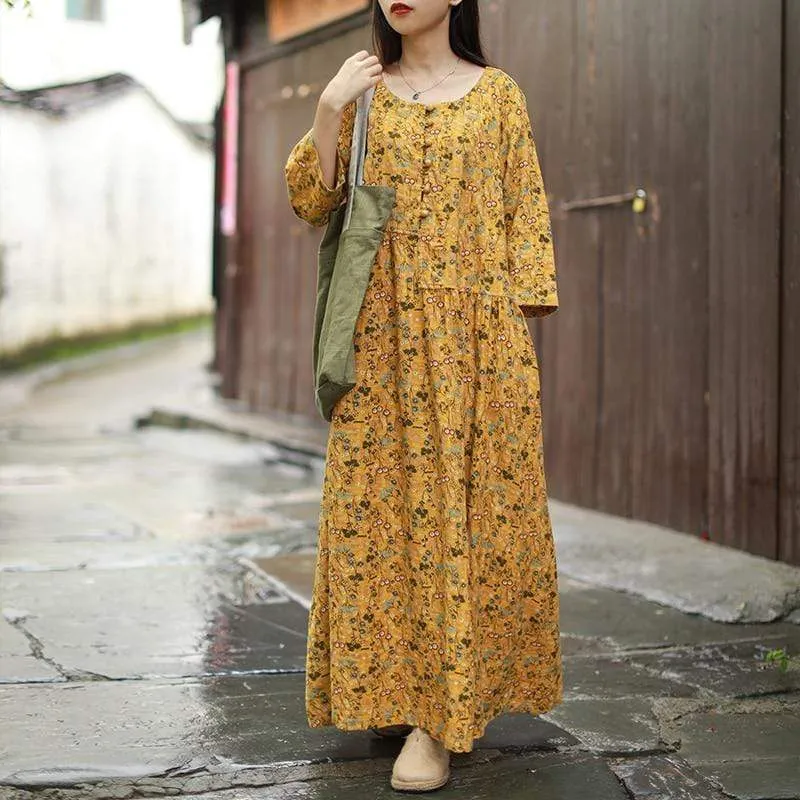 Vada Floral Cotton Maxi Dress