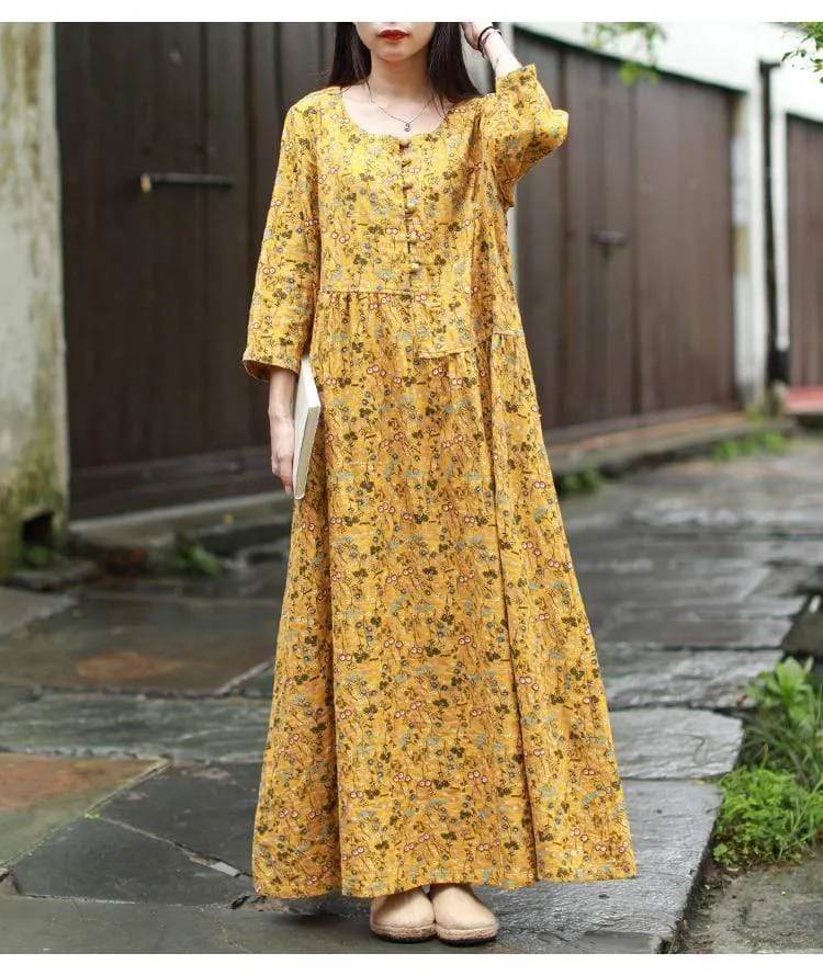 Vada Floral Cotton Maxi Dress