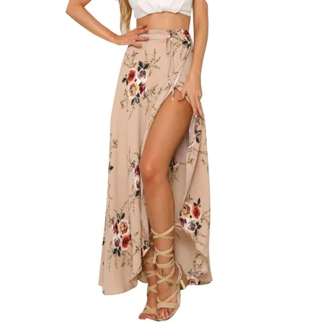 Vintage Floral Print Maxi Skirt