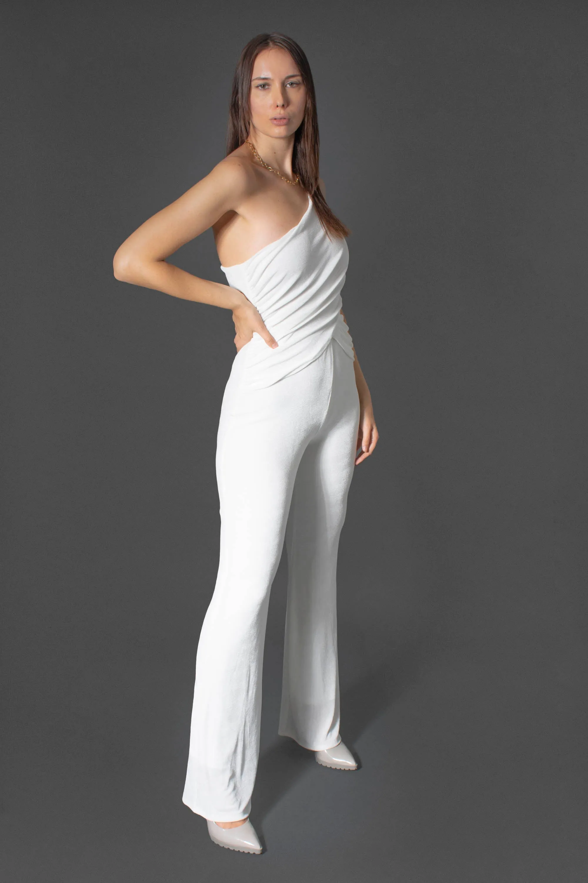 WHITE SHIMMER JUMPSUIT