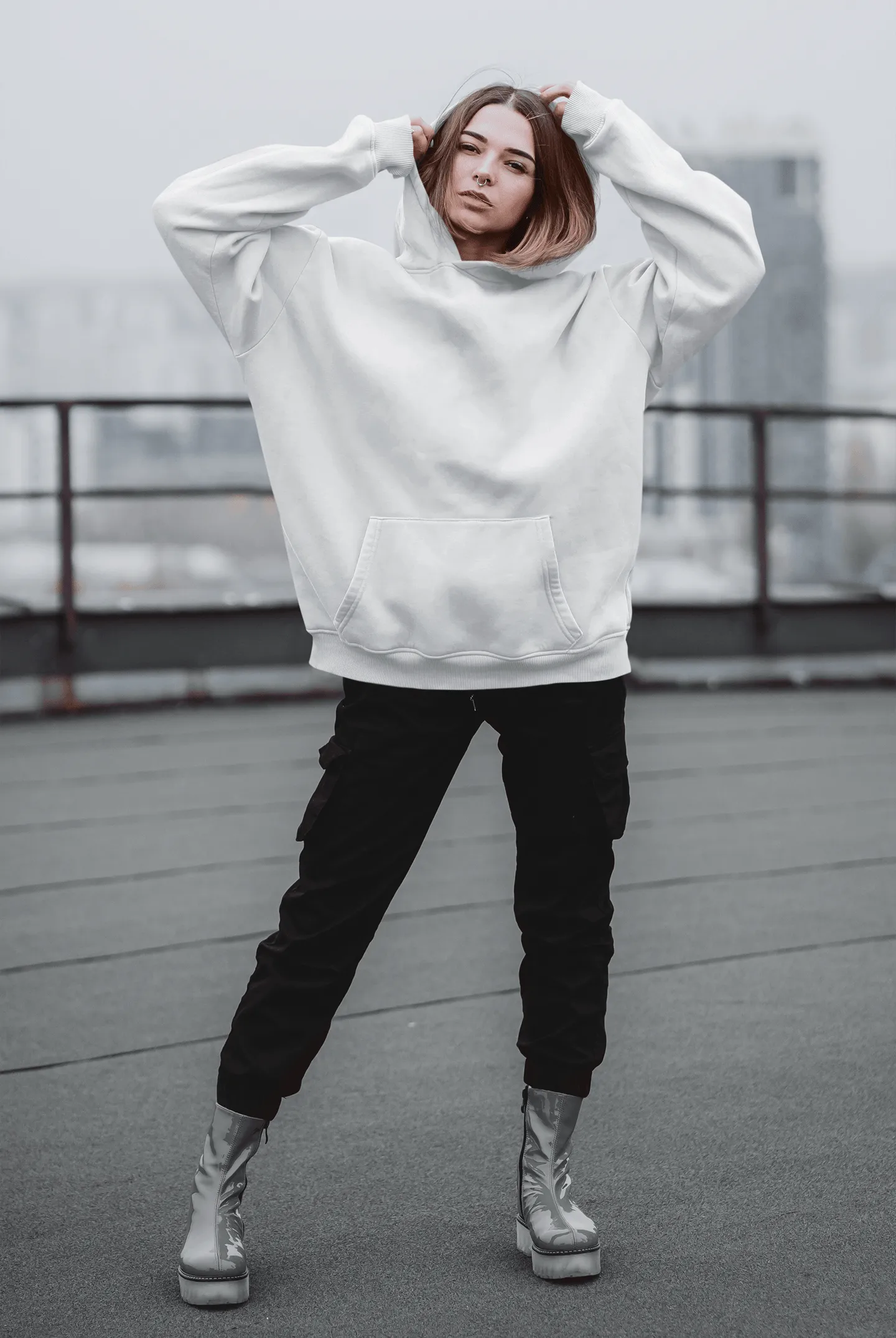 White Unisex Really Big Pullover Hoodies