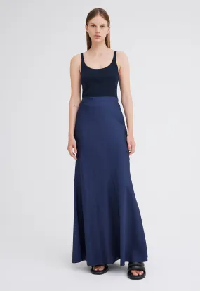 Wick Silk Maxi Skirt in Skipper Blue