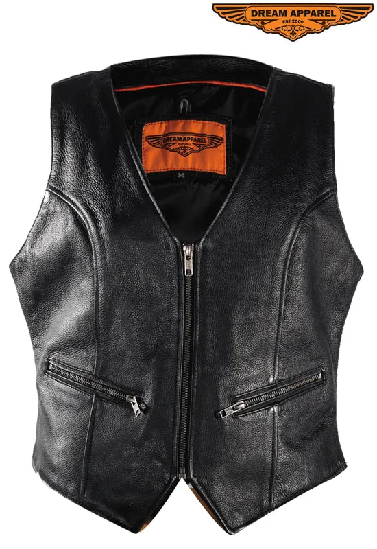 Womens Leather Vest With Conceal Carry Pockets