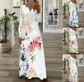 Women's New Fashion European And American Style Lace Maxi Dress