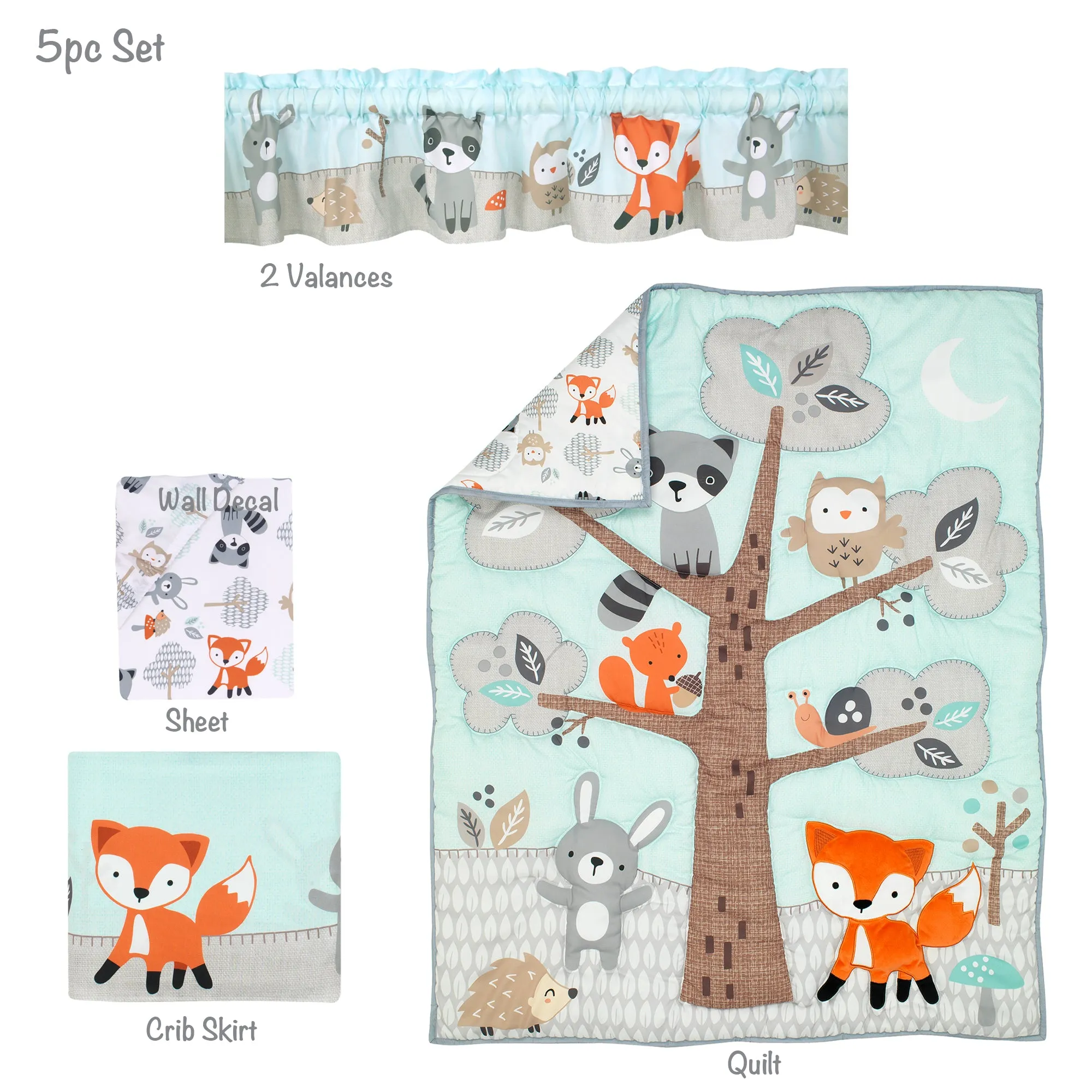 Woodland Friends 5-Piece Crib Bedding Set