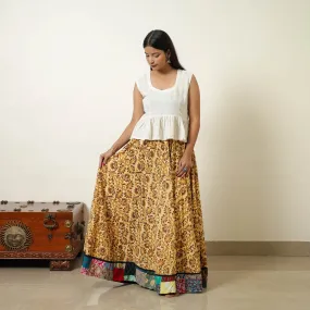 Yellow - Hand Block Printed Cotton Long Bagru Skirt 09